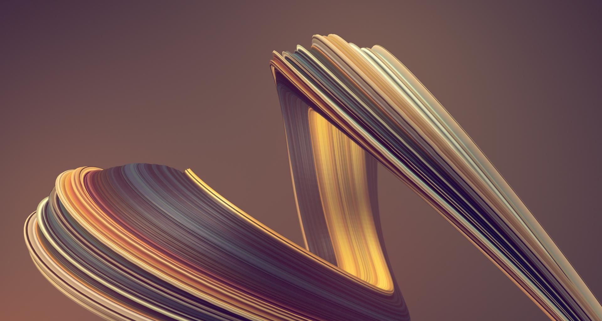 3D Rendering. Colored abstract twisted shape - 1920 x 1024