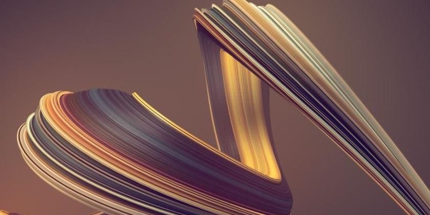 3D Rendering. Colored abstract twisted shape - 840 x 420