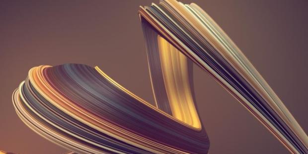3D Rendering. Colored abstract twisted shape - 840 x 420
